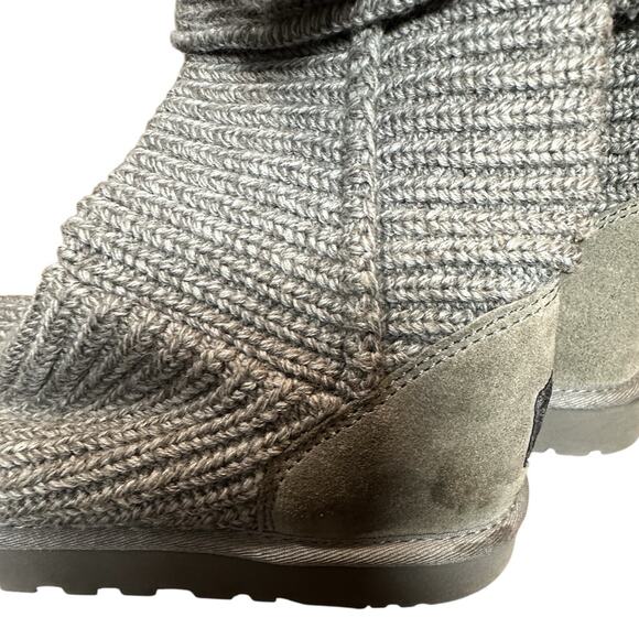 UGG Gray Knit Boots Women’s Size 10 Knee High Or Ankle Adjustable SN 5819 - Picture 11 of 16